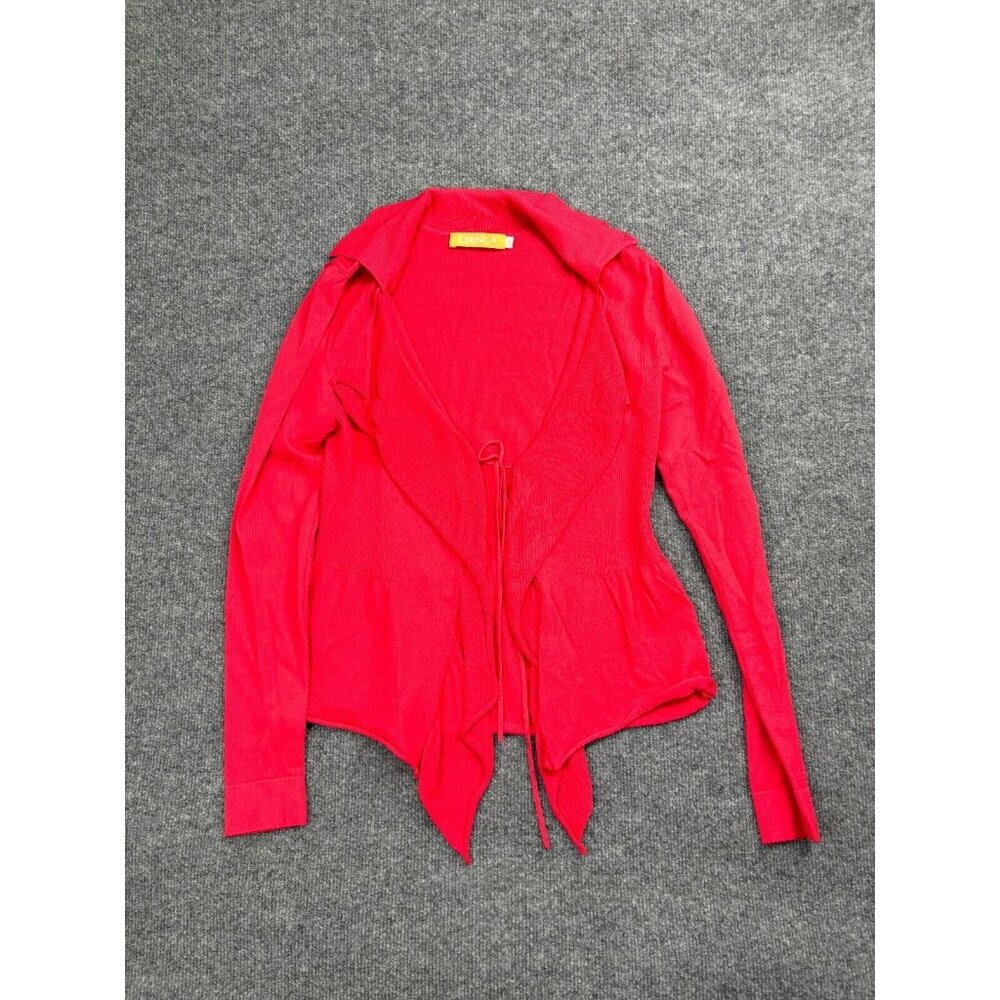 Crisca Cardigan Women's Small‎ Pink Long Sleeve Tie Front Lightweight